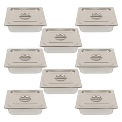 8 Pack 1/2 Size Hotel Pans Steam Table Pan 4″ Deep Stainless Steel with Lid