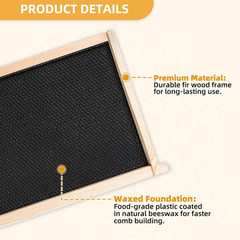 10 Pack Beehive Frames and Wax Foundations for Deep Brood Bee Hives with Wooden
