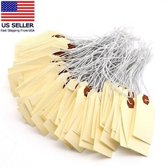100 Pack Manila Shipping Tags with Elastic Rubber Bands Double Layer Reinforced