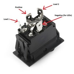 Lighted Red and Amber Rocker Switch SPDT 10 Amps 12 volts DC 4 Prongs ON OFF ON