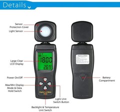 Digital Lux Meter, Illuminometer, Photometer, 0～200,000 Lux Measure Range