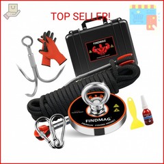 FINDMAG Magnet Fishing Kit with Case Fishing Magnets 1000 LBS Pulling Force Supe