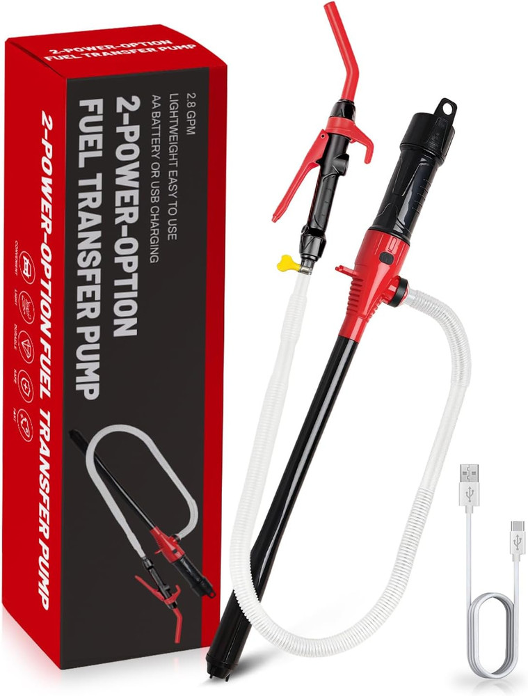 Electric USB Fuel Transfer Pump Battery Powered & Plug-In Power Supply, Portable