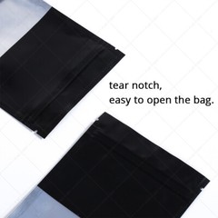 Multi-Size Silver Inside Matte Black Aluminium Mylar Zip Lock Bag w/Window B02