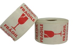2×3 BROKEN GLASS Fragile / FRAGIL, Wh/Rd Bilingual 500 labels per roll, 1-40 RLS