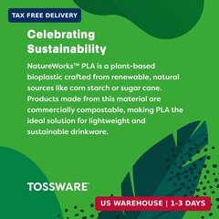TOSSWARE NATURAL Arc – Plant Based Clear Cold Cups 16 oz – Plastic Alternative f