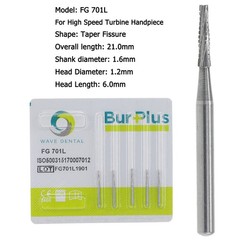 Wave Dental Carbide Burs FG 556 557 169L 701L High Speed Burs Friction Crip 19mm
