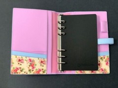 Compact Franklin Covey Baby Blue Leather Botanica Binder *Rare*