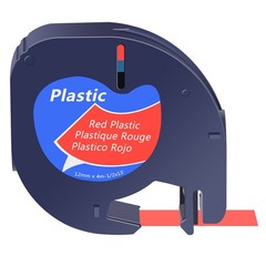 DYMO LetraTag Refill 91333 Plastic Red Lable Tape 12mm Compatible LT-100T 5pk