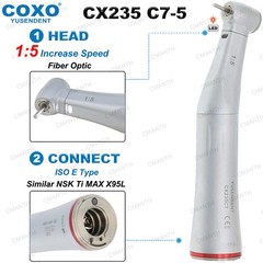 US COXO Dental Electric Handpiece Fiber Optic Contra Angle 1:5 Increasing Speed