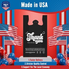 2000 Black Thank You T-Shirt Bags 12″ x 6.5″ x 21″ Plastic Grocery Shopping Bags