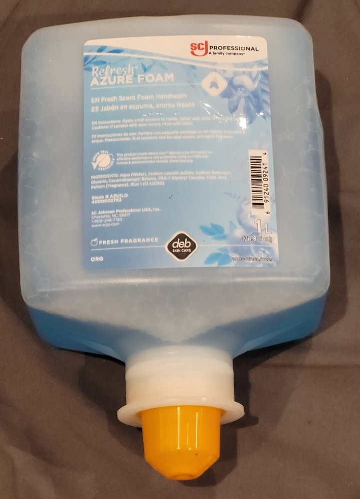 DEB STOKO REFRESH FRAGRANCE AZURE FOAM HAND WASH ~ 33.8 fl. oz.