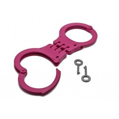 Double Lock Pink Heavy Duty Hinged Handcuffs-Law enforcement security gear