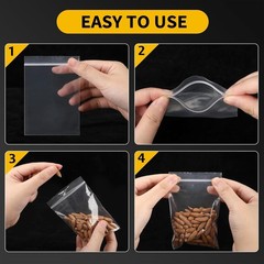 Small Plastic Bags, 300 PCS Mini Baggies 3 Assorted Sizes 2×2 2×3 3×4 Inch