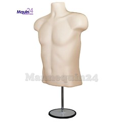 Set of Black & Flesh Male Mannequin Form with Stands Men Torso Body Form