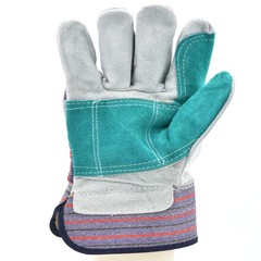 Work Gloves Premium Suede Double Palm & Index Finger 5 Pair Large 5215L-5 Grey