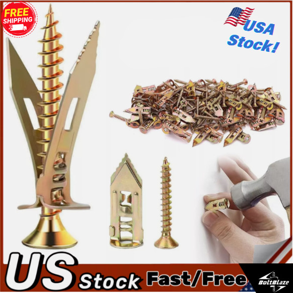 50Pcs Self-Drilling Drywall Anchors with Screws – Easy Expansion & Secure Hold