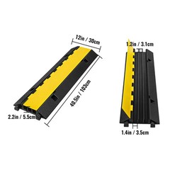 VEVOR 1-Pack 3-Channel Cable Protector Cover Ramp 33000LBS Capacity Heavy-Duty