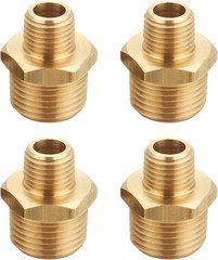 Brass Reducing Hex Nipple, 1/4 Inch NPT Male Pipe x 1/2 Inch NPT Male Pipe, T…