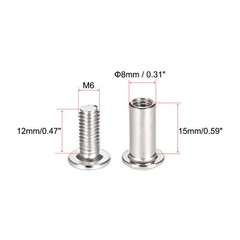 10 Set Screw Post Fit for 5/16″ Hole Dia Male M6x12mm Belt Buckle Binding Bolt