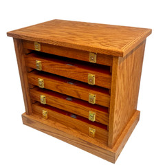 Oak Wood Cabinet Holds (5) 18 x 12 x 2″ Oak Display Cases Handcrafted in USA