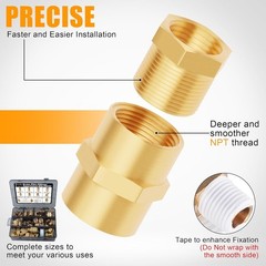 92PCS Brass Pipe Fittings Assortment Kit NPT Adapter,Hex Nipple,Reducer Bushing,