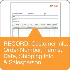 3-Part Carbonless Sales Order Book, 50 Sets per Book, Wraparound Cover, 250 Tota