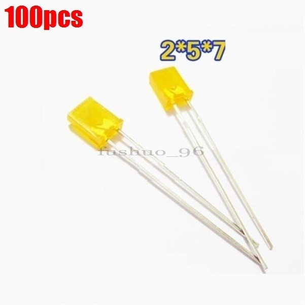 100pcs 2x5x7mm rectangle LED yellow color yellow light emitting diode ic new nm