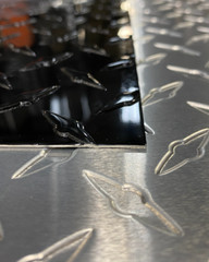 24″ x 24″ Black Gloss Diamond Plate Aluminum .050″ Thick – 16 Gauge, Embossed
