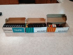1956 DYMO EMBOSSING TAPE Qty 27 Red Green Gold Yellow Blue Orange Brown Black