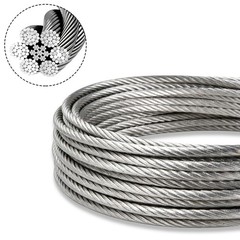 3/8″ Stainless Steel Aircraft Cable Wire Rope Type 7×19 Type 304 (100 Feet)