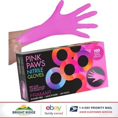 Medium Pink Nitrile Gloves, Disposable and Ambidextrous, 100 Count for Hair Dye