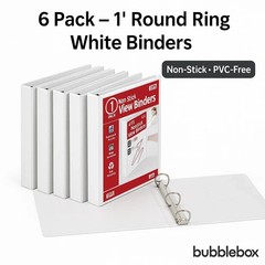 TOPS 3 Ring Non-Stick View Binder, 1″ Round Ring, White, 6 ct – TOP91125