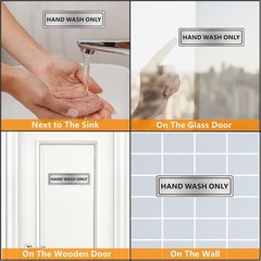 2 PACK Hand Wash Only Sign Self-adhesive Waterproof Aluminum Metal Signs for …