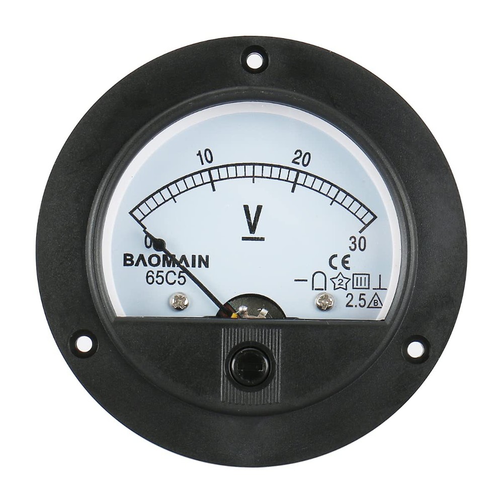 Dc 30v Round Voltmeter Voltage Meter 65c5 Gauge Analog Panel Class 2.5 Ce