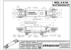 Hydraulic Cylinder Welded Double Acting 2.5″ Bore 24″ Stroke Clevis End 2.5×24