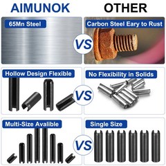 120Pcs Roll Pins 7/50 Inch(3.5mm) Dia. 4/5 Inch(20mm) Length 65Mn Steel, Black