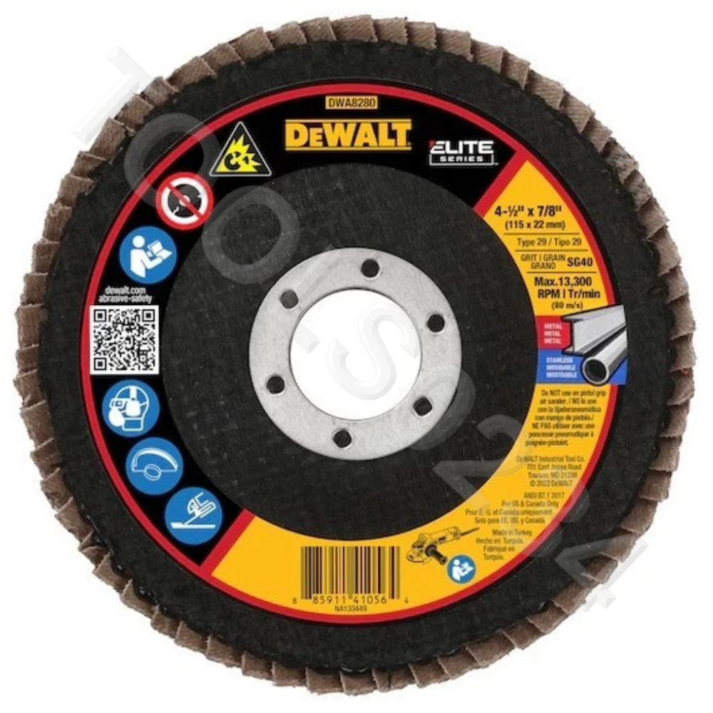 Dewalt DWA8280 4-1/2″ X 7/8 40G T29 Ceramic Flap Disc LOT OF 10 Metal SS Elite