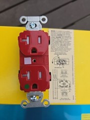Hubbell 8300REDTRA Duplex Receptacle 20A 125V Red Hospital Grade Tamper Res. NEW