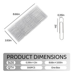 280 Pcs Large Paper Clips, 2 Inch Jumbo Paperclip, Stainless Steel Paper Clips L