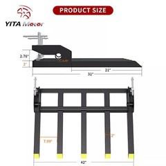 42″ Clamp on Debris Pallet Fork for Tractor Skid Steer Buckets Attachment 2500lb