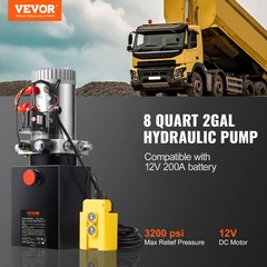 VEVOR Hydraulic Pump8 Quart Single Acting DC12V for Car Lifting Platforms 2.1HP