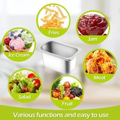 Commercial-Grade 1/9 Size Stainless Steel Food Containers – 4″ Deep Set of 10