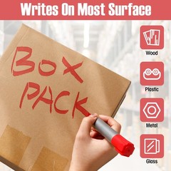 32 PCS Red Jumbo Permanent Markers Bulk Large Chisel Tip Waterproof