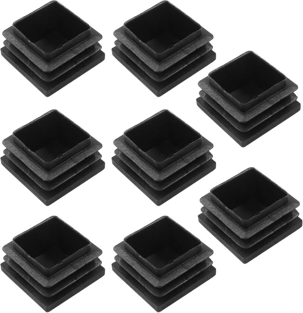 8 Pack 1-1/4″ Square Plastic Plugs, Black Tubing End Caps Plugs Insert for Squar