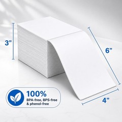 PACKZON 4×6 Direct Thermal Shipping Labels – 500 Fanfold 1 Stack, White