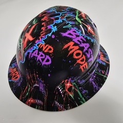 full brim hard hat custom hydro dipped IN BEAST MODE / GRIND HARD NEW