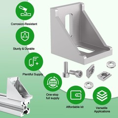 24 Sets Silver 3030 Aluminum Extrusion Profile Connector Corner Bracket Kit
