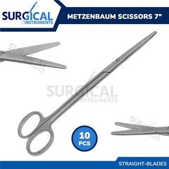 10 Pcs Metzenbaum Scissors 7″ Straight Surgical Stainless Steel German Grade