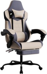 Gaming Chair with Footrest High Back Ergnomic Leather Adjustable Headrest